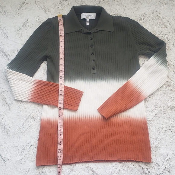 EUC Derek Lam 10 Crosby Tri-Colored "Lisel Rib Knit Polo", Women's size Large - Picture 8 of 12